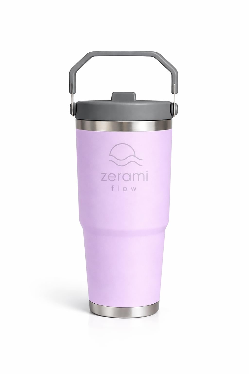 Zerami Flow 30 oz Tumbler with Handle & Flip Straw Lid â Cupholder-Friendly Insulated Stainless Steel Travel Mug, Leak-Resistant Twist Lid, Double Wall Vacuum, BPA-Free, Fits Car Cup Holder (Purple)