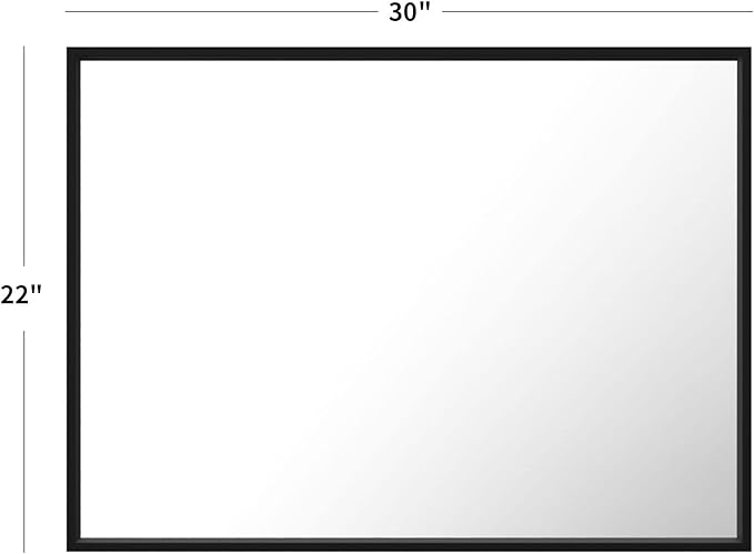 LOAAO 22"X30" Black Rectangle Bathroom Mirror Wall, Matte Black Aluminum Alloy