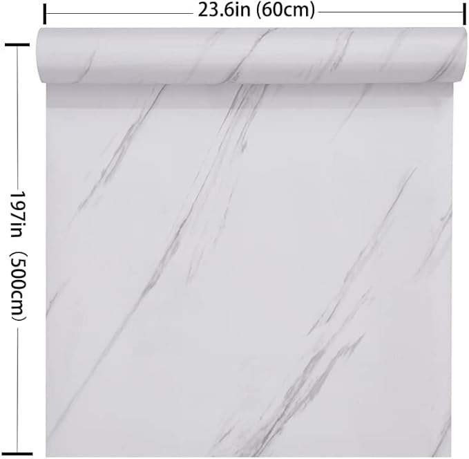 Glossy Marble Paper Granite Gray/White Wallpaper Peel and Stick Wallpaper Self