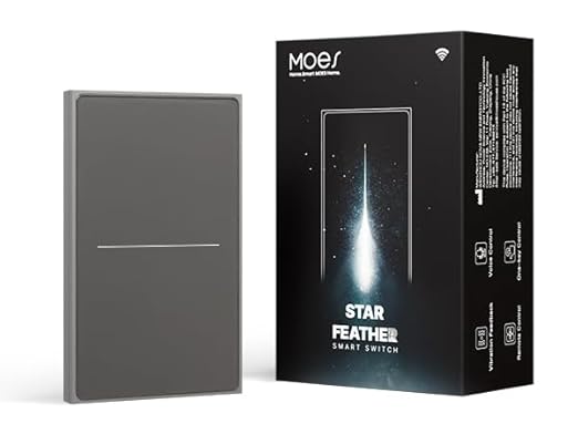 MOES Full Touch Smart Switch, SF(Star Feather 2026 Version) Wall Light Switch, Neutral Wire Required, Anti-Glare Panel, 2.4GHz WiFi Work with Smart Life/Tuya App, Alexa and Google Home, Grey 2 Gang