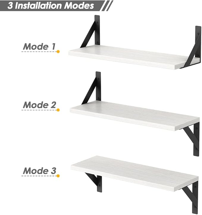Forbena White Floating Shelves for Wall Decor Set of 3, 17 x 6 Inches Bathroom