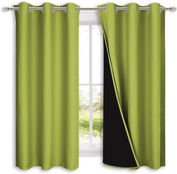 NICETOWN 100% Blackout Curtains 45 inches Long, Fresh Green, 1 Pair, 42 inches