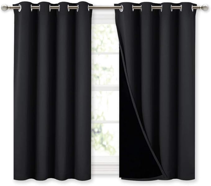 NICETOWN 100% Blackout Curtains 45 inches Length, 2 Thick Layers Completely
