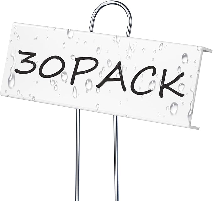 30 Pack Metal Plant Labels for Outdoor Garden Waterproof Plant Markers, Labels Garden Markers for Seedlings Herbs Vegetable Greenhouse Gifts with Pen - White