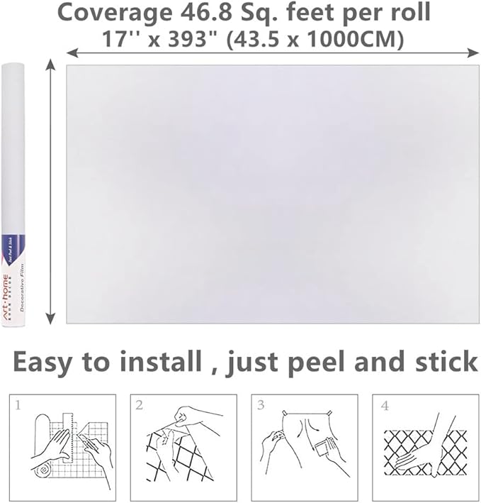 Arthome 17''x393'' White Contact Paper, Self Adhesive Wallpaper Waterproof PVC