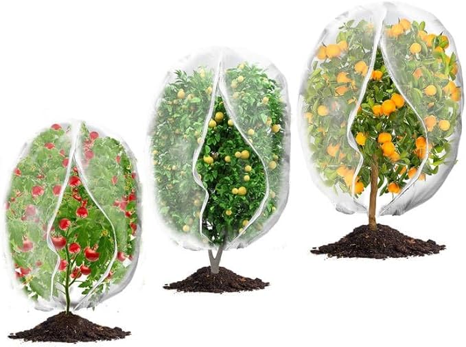 3Pcs Plant Covers from Insects, 3Size Bird Netting Barrier for Blueberry Bushes with Drawstring Zipper Mesh Garden Netting Plants Bags for Protect Fruits Tree Tomato Vegetable 2.6Ã3.3, 3.3Ã5, 4Ã5Ft