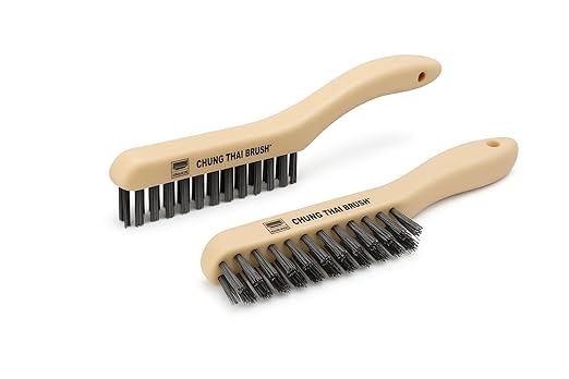 10â Plastic Handle Wire Brush Set (5624) â 2 Pack 4 Row Scratch Brush Premium Carbon Steel Bristles, Durable, for Paint Removal, Rust Removal, Scrubbing, Deep Cleaning
