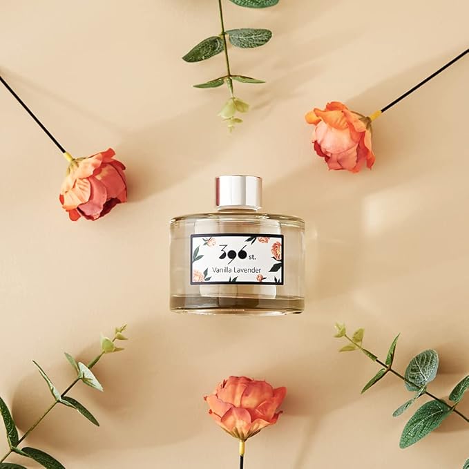 396 st. Peony Flower Reed Diffuser, Black Cherry, 200ml(6.7oz) / Reed Diffuser Sets, Home Fragrance, Scented Oils, Home & Bathroom Décor