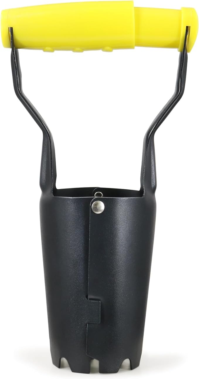 Jardineer Small Bulb Planter Toolâ Compact Stainless Steel Transplanter for Bulbs, Seedlings & Flowers â Ergonomic Handle with Depth Markings â Silver & Blackâ Durable Garden Planting Tool