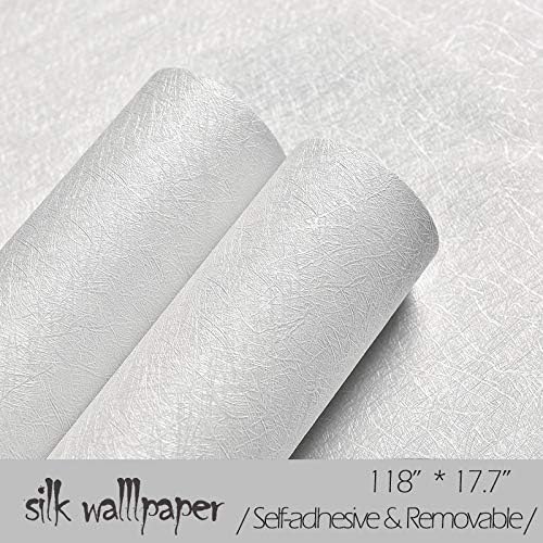 Cohoo Home Silk White Wallpaper Peel and Stick Contact Paper White Textured