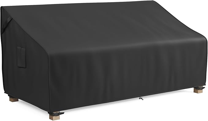 MR.COVER 2-Seater Patio Loveseat Cover, Patio Furniture Covers Waterproof, Heavy Duty Outdoor Couch Sofa Covers with Air Vent and Handles, No Fading and No Tears, Fits up to 58"W x 32"D x 31"H, Black