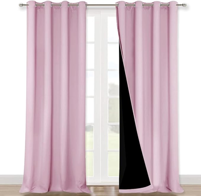 NICETOWN 100% Blackout Blinds, Baby Pink, Laundry Room Decor Window Treatment