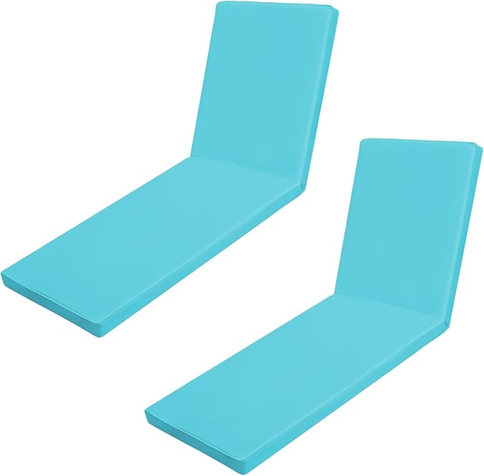 Outdoor Chaise Lounge Cushions for Patio, Lounge Chair Cushions, Waterproof Replacement Seat Pads for Outdoor Furniture (2, Teal, 80"x26"x3")