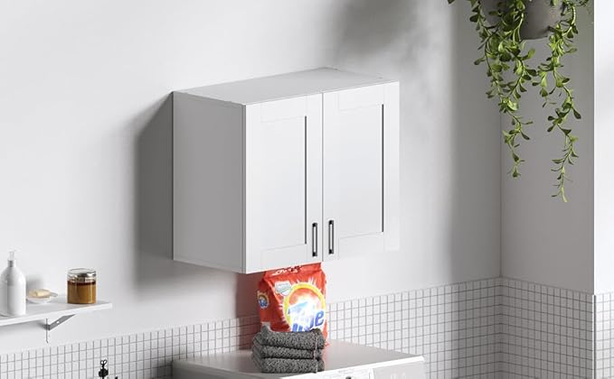 White Laundry Room Cabinets and Storage