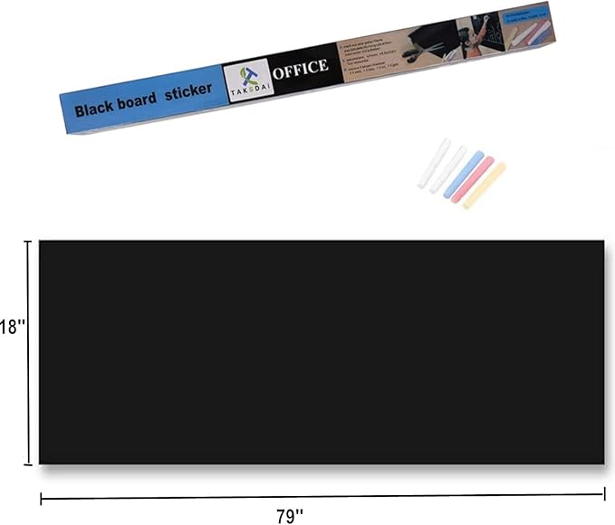 Chalkboard Wallpaper Peel and Stick, 18 × 79 Inches, Removable Blackboard