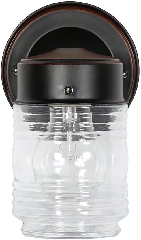 Design House Jelly Jar 1 Light Wall Light, Oil Rubbed Bronze, Outdoor Downlight