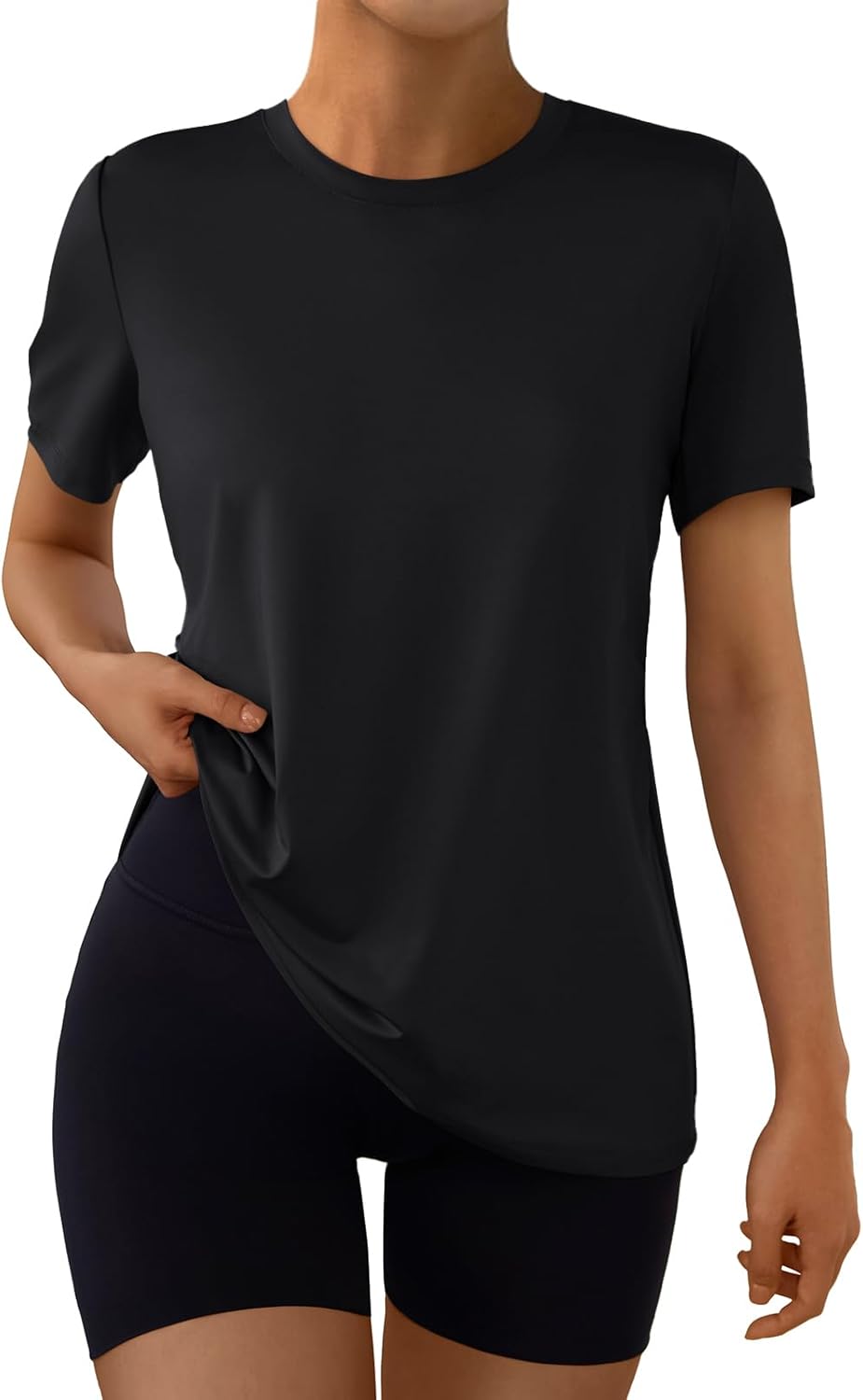 AUTOMET Women's Workout Tops - Moisture-Wicking Short Sleeve Gym Shirts for Yoga & Running | Quick Dry