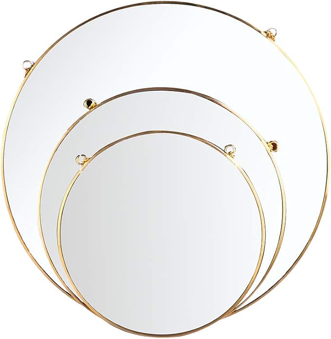 LONGWIN Hanging Wall Circle Mirror Decor Gold Geometric Mirror