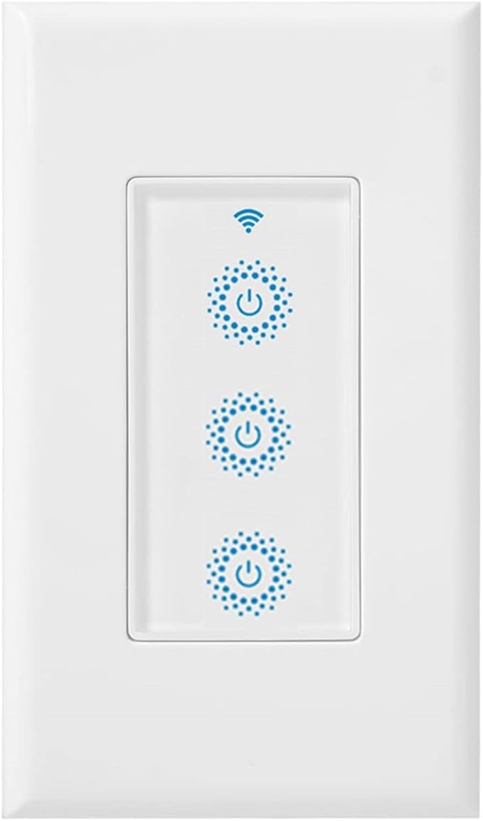 Nexete Smart Triple Light Switch, Remote Voice Control, Compatible with Alexa & Google Assistant, Neutral Wire Required (1-Pack)