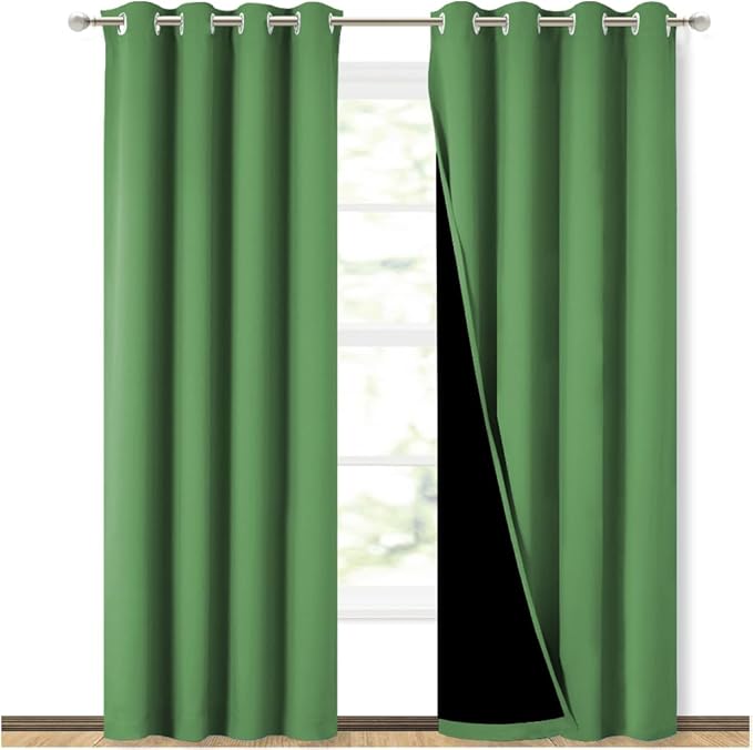 NICETOWN 100% Blackout Curtains 84 inches Long, Forest Green, 52 inches Wide