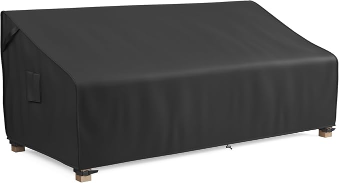 MR.COVER 3-Seater Outdoor Couch Cover, Patio Furniture Covers Waterproof, Fits up to 88W x 40D x 35H inches, with Air Vent and Handles, Black
