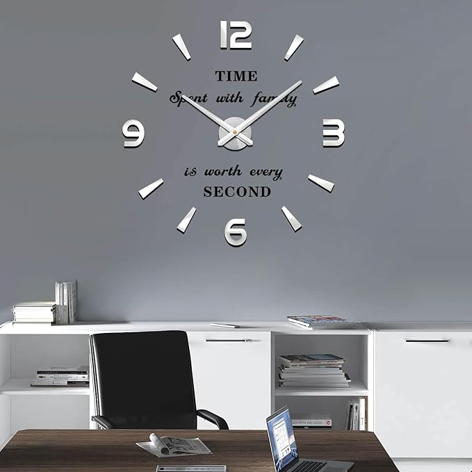VANGOLD Large 3D Wall Clock DIY Wall Decoration Clock