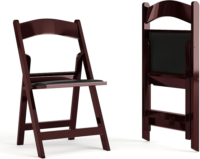 Flash Furniture Hercules Series Folding Chair - Red Mahogany Resin â 2 Pack 800LB Weight Capacity Comfortable Event Chair - Light Weight Folding Chair