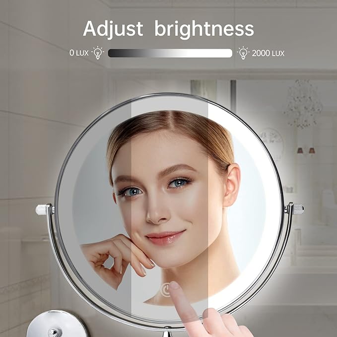 FUNTOUCH 5000mAh Rechargeable Wall Mounted Lighted Makeup Vanity Mirrors