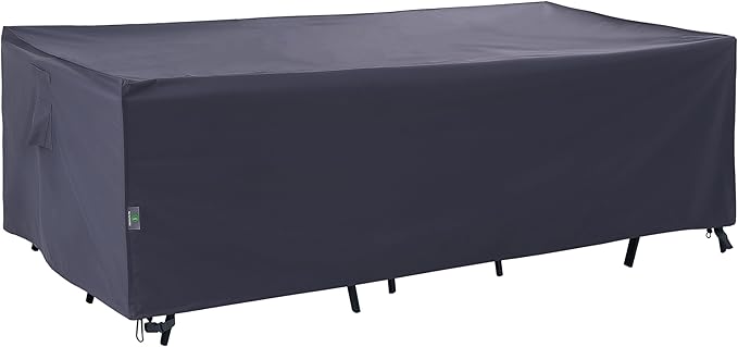 F&J OUTDOORS Patio Outdoor Patio Table Cover 62 x 42 x 27.5 inches, Waterproof UV Resistant Snow Protection for Rectangular Dining Table, Grey