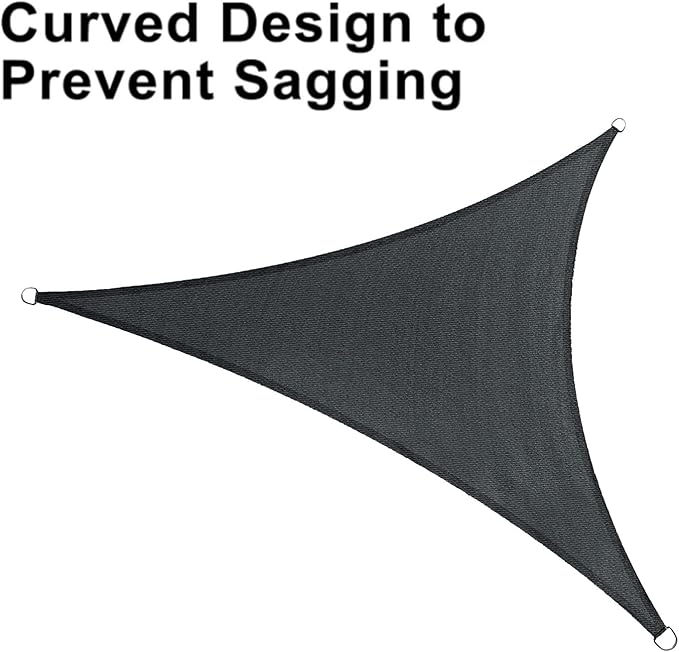 LOVE STORY 14' x 14' x 14' Graphite Grey Triangle Sun Shade Sail Canopy UV Block for Outdoor Patio Garden Backyard