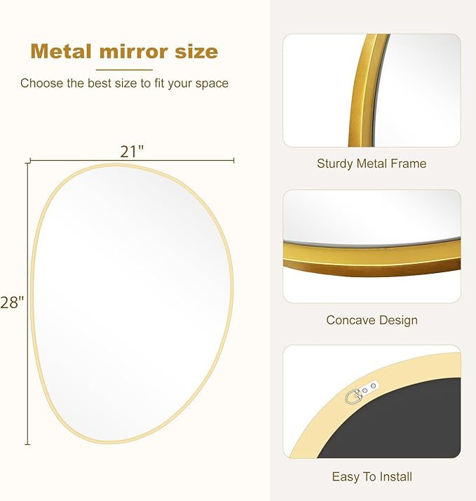 WallBeyond Irregular Wall Mirror, Asymmetrical Mirror Wall Mounted