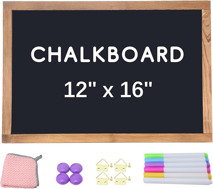 KOOLDE Magnetic Chalkboard 12'' x 16'' Hanging Framed Wall Chalkboard, Wood