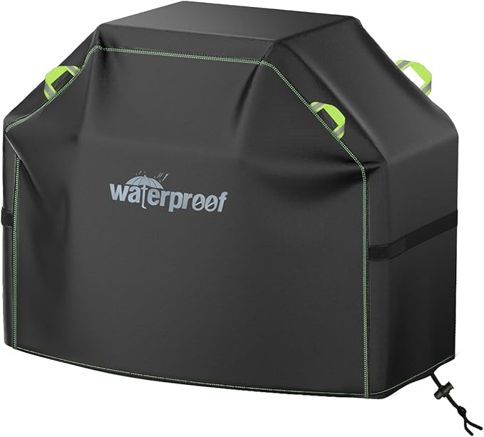 Grill Cover, 52 inch BBQ Grill Cover for Outdoor Grill, 420D Waterproof Fabric, UV & Fade Resistant, All-Weather Barbecue Gas Grill Cover with Handles, Straps & Adjustable Drawstring