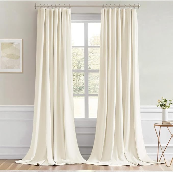 MIULEE Birch Back Tab Blackout Curtain 96 Inch Long 2 Panels Set