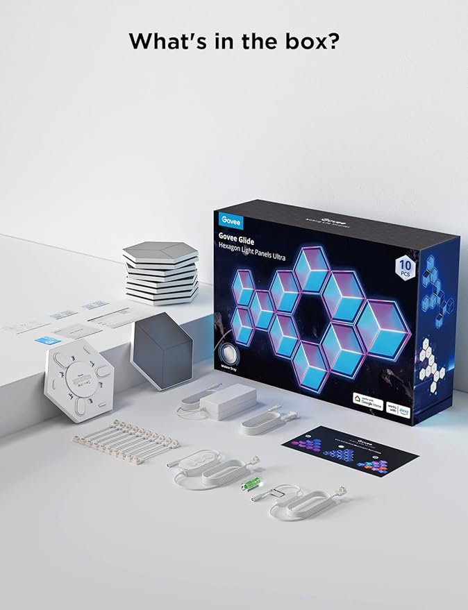 Govee Glide Hexagon Light Panels Ultra, RGBIC 3D Wall Lights