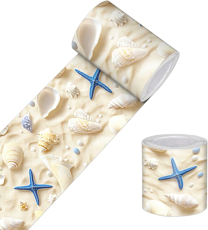 HOMETITUTE Wallpaper Border Peel and Stick Wall Border Sandy Seashell