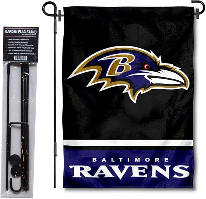 WinCraft Baltimore Ravens Garden Flag with Stand Holder