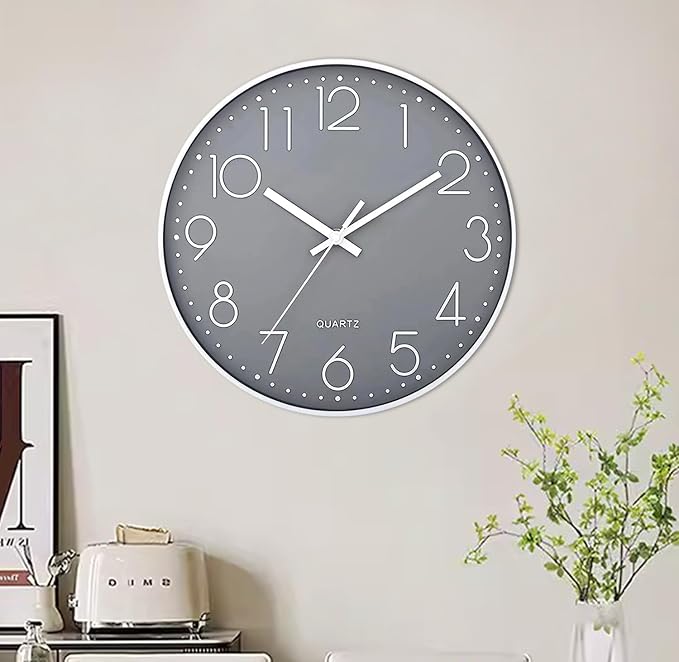 SIN&MI Wall Clock Silent & Non Ticking Modern Quartz Battery Operated Digital