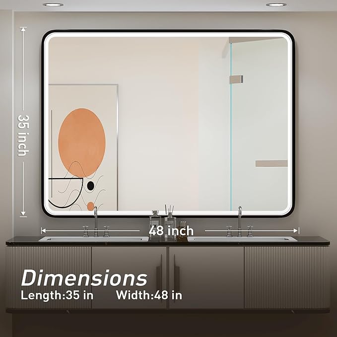 48x36 Inch LED Bathroom Mirror