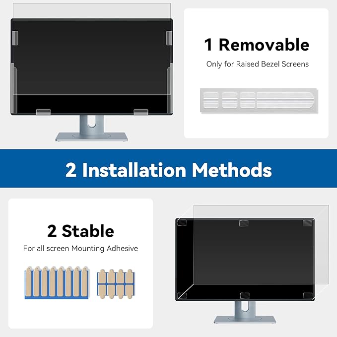 IPROKKO 2 Pack 21.5 Inch Computer Privacy Screen Filter for 16:9 Widescreen Monitor, Removable 21.5inch Anti Blue Light Glare Privacy Shield, Anti Spy Security Protector for Hp Dell Asus Acer Samsung