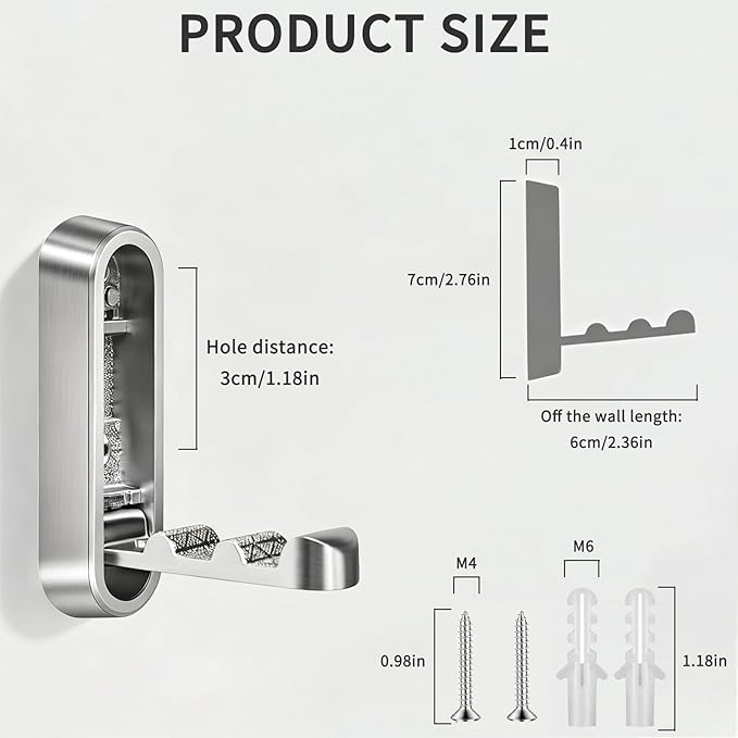 2PCS Foldable Wall Hooks, Flip Down Design