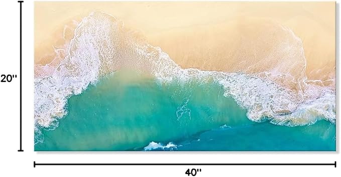Goldfoilart Beach Canvas Wall Art Ocean Sea Waves Wall Decor Coastal