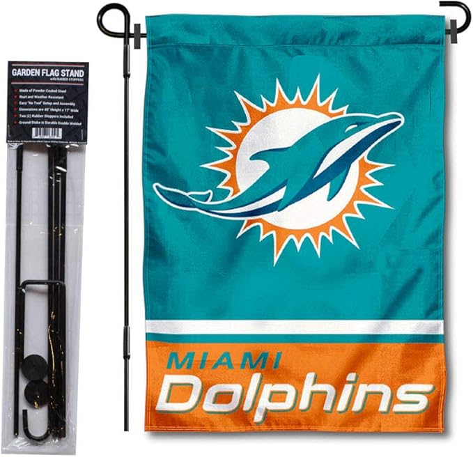 WinCraft Miami Dolphins Garden Flag with Stand Holder