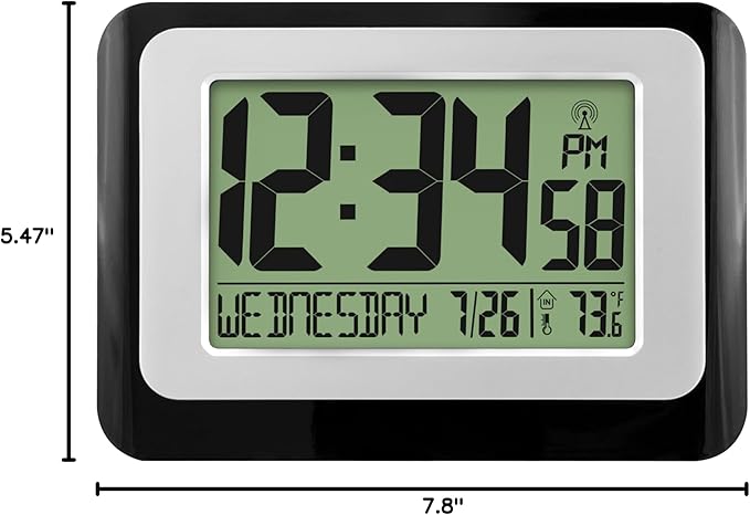 La Crosse Technology W88631 Digital Atomic Black Wall Clock