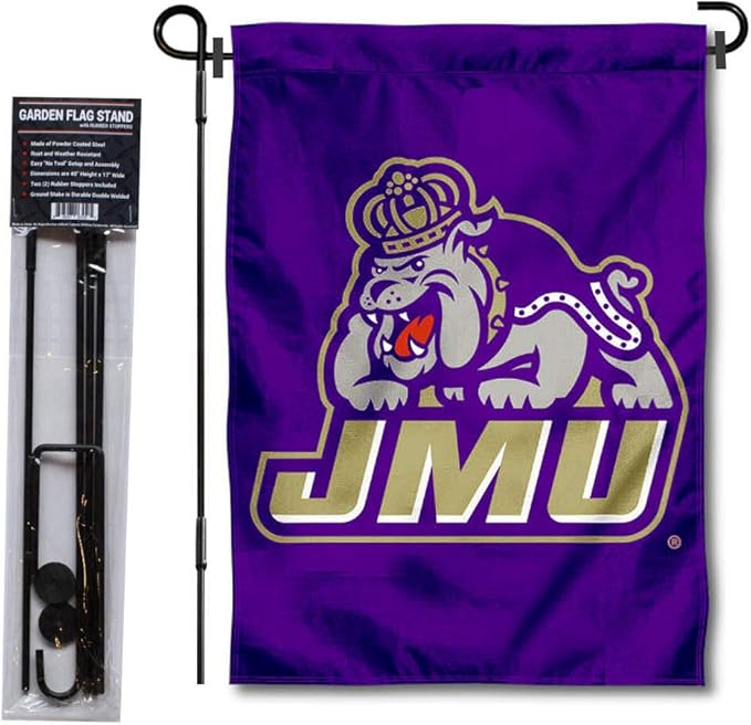 College Flags & Banners Co. James Madison Dukes JMU Garden Flag with Pole Stand Holder