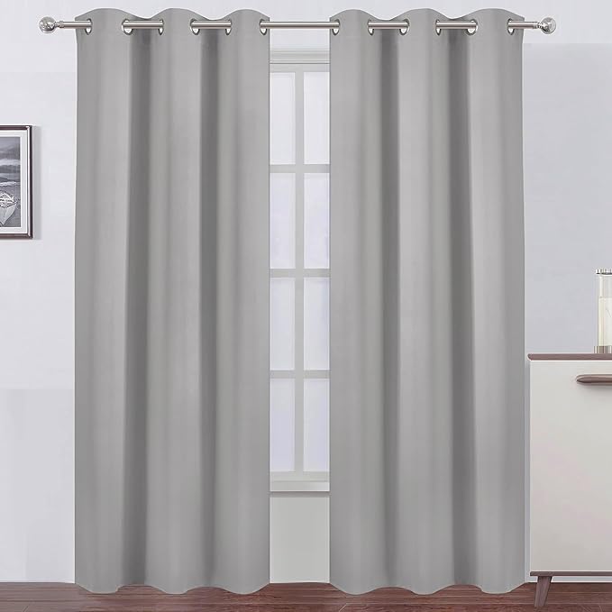 LEMOMO Blackout Curtains 38 x 84 inch/Light Grey Curtains Set of 2