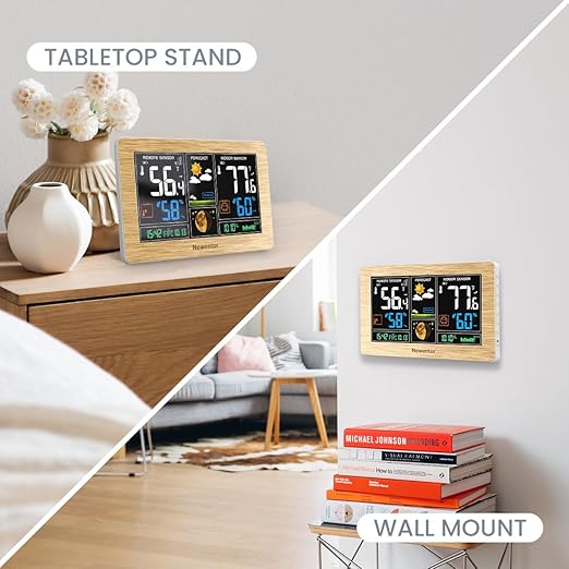 Newentor Weather Station Wireless Indoor Outdoor Thermometer, Color Display
