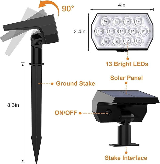 WELALO Solar Color Changing Spot Lights Outdoor, Waterproof Solar Halloween
