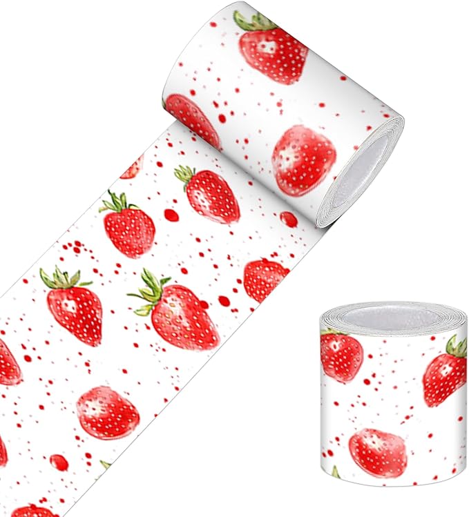 HOMETITUTE Wallpaper Border Peel and Stick Wall Border Strawberry Fruit Theme