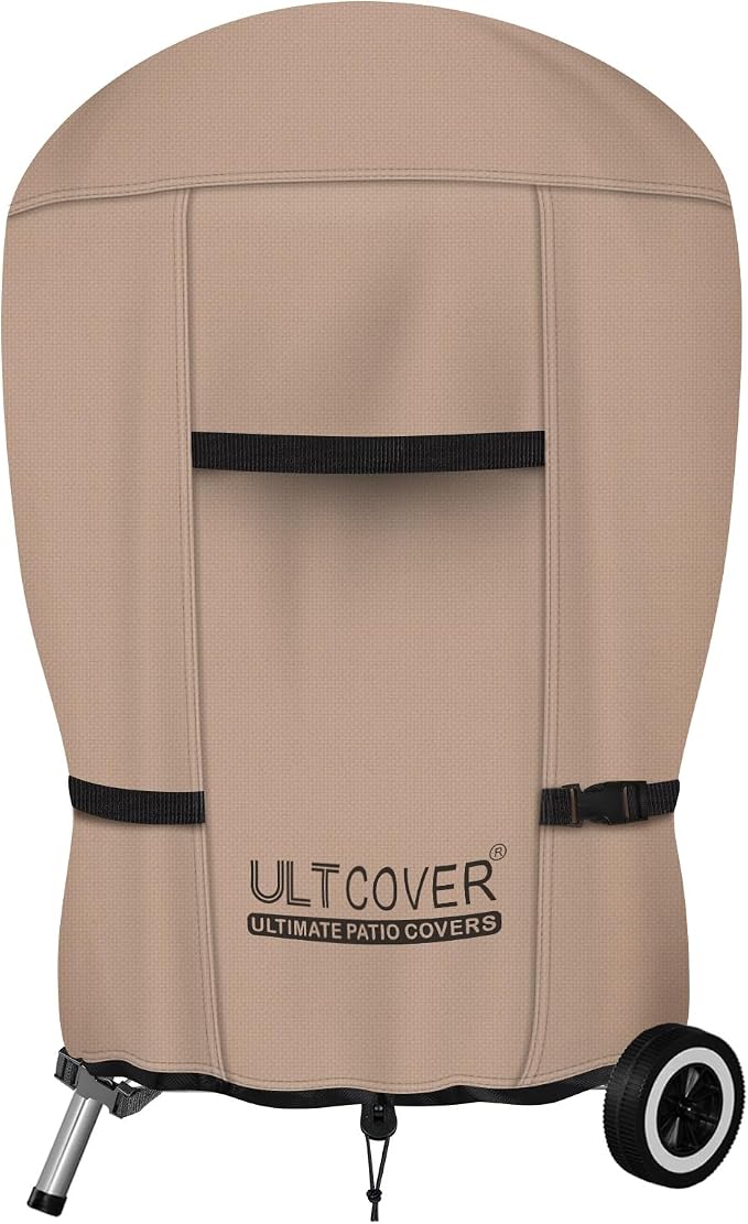 ULTCOVER Outdoor Waterproof Charcoal Kettle Grill Cover for Most 22 inch Round Smoker Size Up to 28â Dia x 35â H